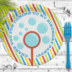 Boy's Bubble Party Birthday Paper Plates