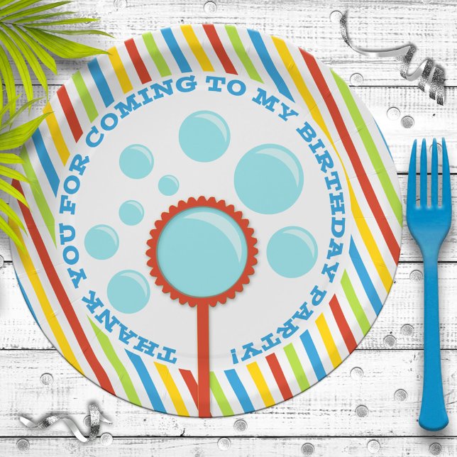 Boy's Bubble Party Birthday Paper Plates (Creator Uploaded)