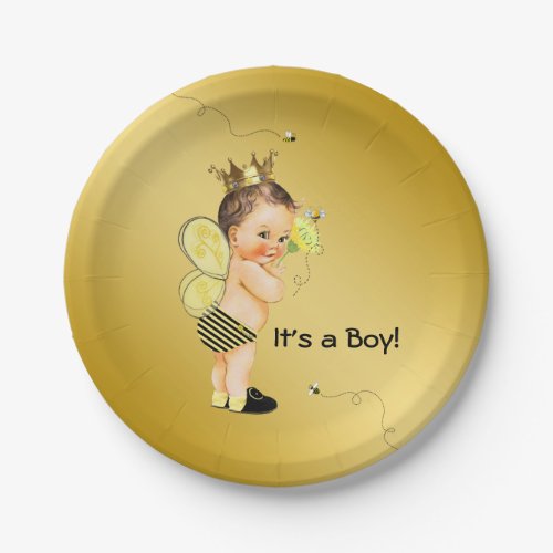 Boys Bumble Bee Baby Shower Paper Plates