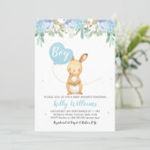 Boys Bunny Baby Shower invitation (Standing Front)
