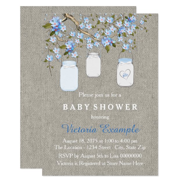 Boys Burlap Baby Shower Invitation