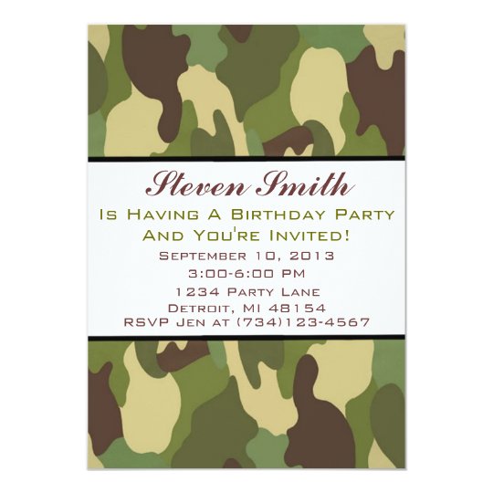 Boy's Camo Birthday Invitation | Zazzle