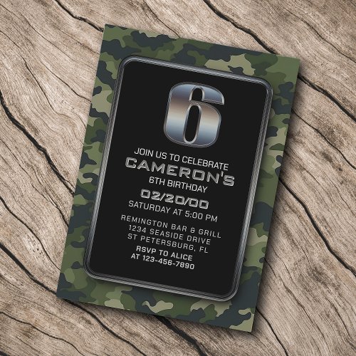Boys Camo Hunting Army 6th Birthday