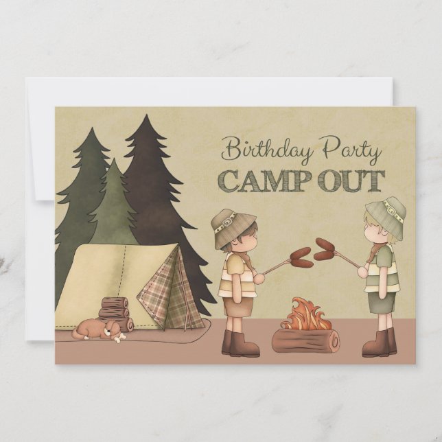 Boys Camp Out Birthday Party Invitation (Front)