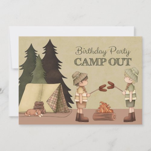 Boys Camp Out Birthday Party Invitation
