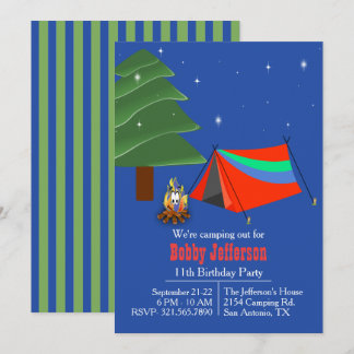 Boys Camp Out Birthday Party Invitation