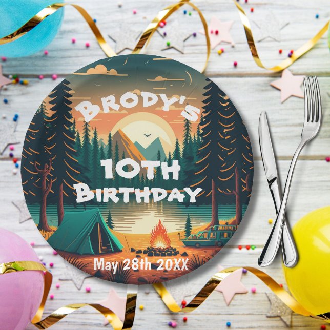 Boys Camping Adventure Birthday  Paper Plates (Creator Uploaded)