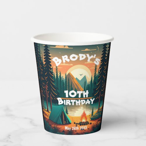 Boys camping Adventure Birthday Party Paper cup