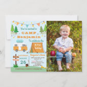 Boys Camping Birthday Camp Out Party Photo Invitation (Front)