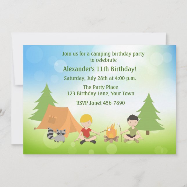 Boy's Camping Birthday Invitation (Front)
