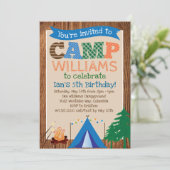 Boys Camping Birthday Party Invitation (Standing Front)