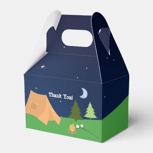 Boys Camping Camp Out Birthday Party Favor Boxes (Front Side)