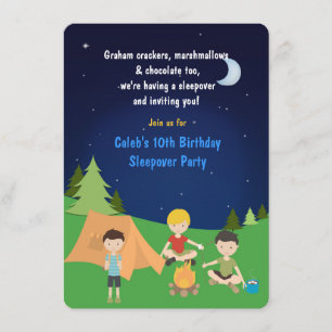 Boys Camping Sleepover Birthday Party Invitation