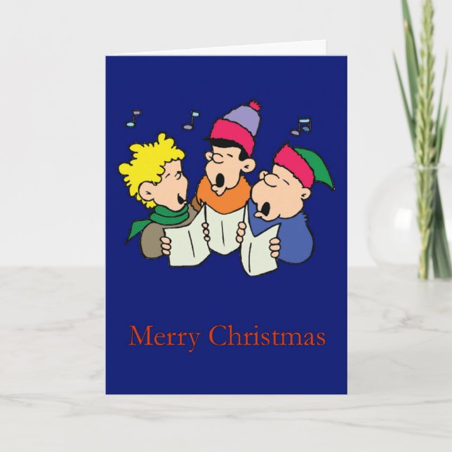 Boys Caroling - Christmas Card (Front)
