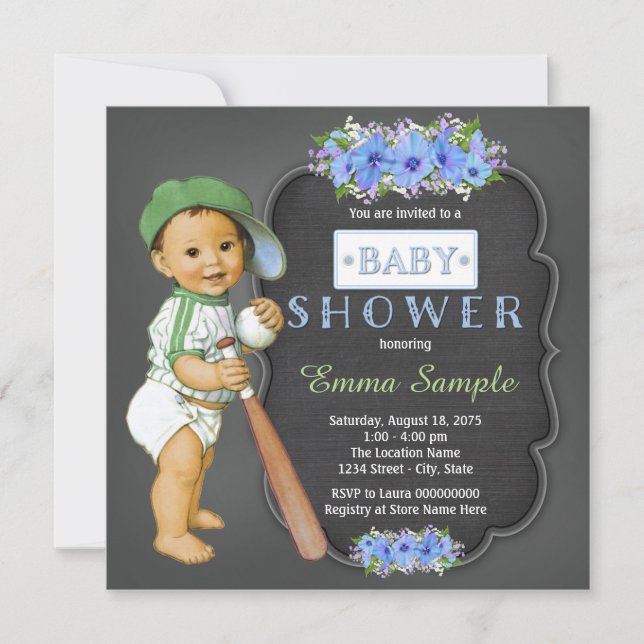 Boys Chalkboard Baby Shower Invitation (Front)
