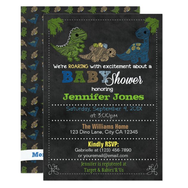 Baby boy best sale dinosaur shower invitations