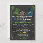 Boys Chalkboard Dinosaur Baby Shower Invitations at Zazzle