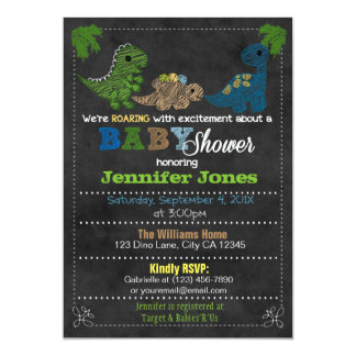 Boys Chalkboard Dinosaur Baby Shower Invitations