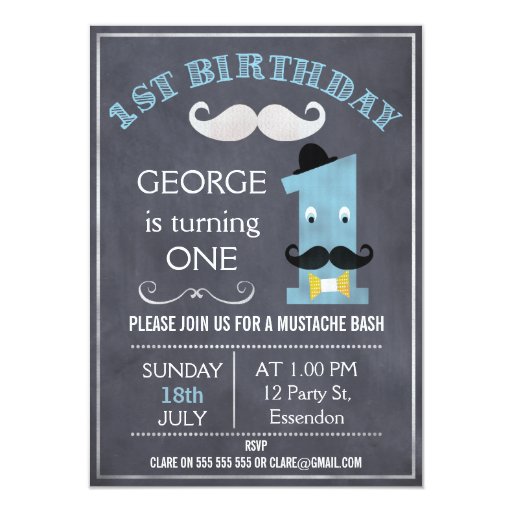 Mustache 1St Birthday Invitations 9