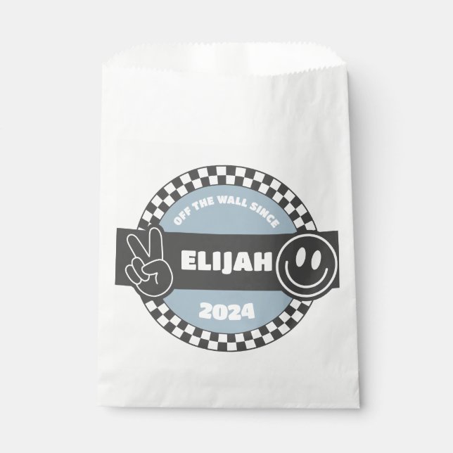 Boys' Checkered Skateboard Groovy Rad Birthday Favor Bag (Front)