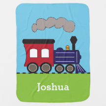 Boy's Choo Choo Train Personalized Baby Blanket