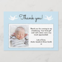 Boys Christening/Baptism Thank You card