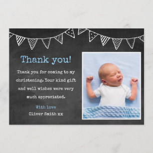 Baptism Thank You Cards Zazzle Boys Christening Baptism Thank You Card