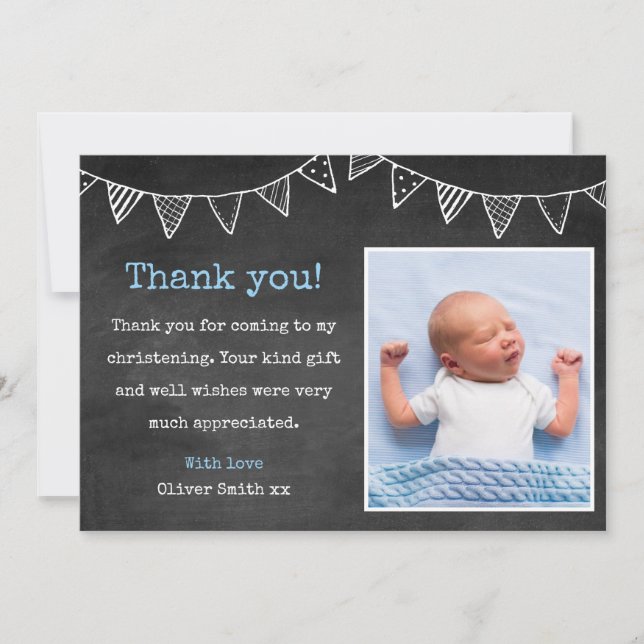 Boys Christening/Baptism Thank You card (Front)