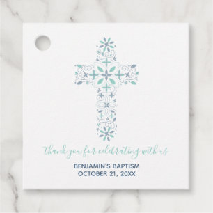 Boy's Christening, Baptism Thank You Religious Favor Tags