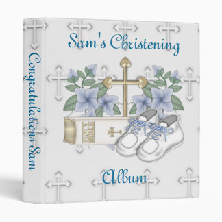 Boys Christening Shoes 3 Ring Binder