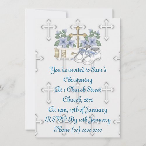 Boys Christening Shoes Invitation