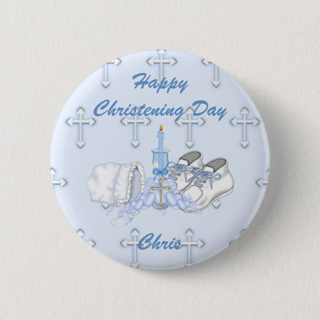 Boys Christening Wish Button (Front)