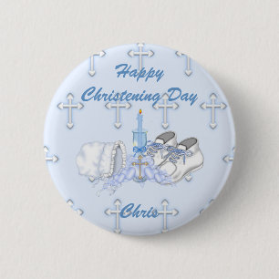 Boys Christening Wish Button