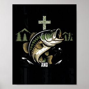 Boys christian fishing faith follow jesus big bass poster