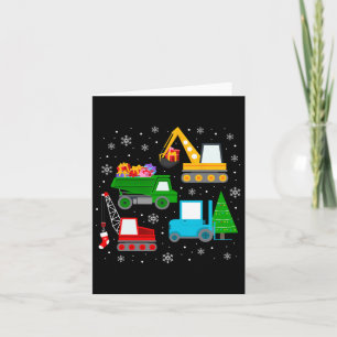 Boys Christmas Kids Toddler Construction Vehicles Card