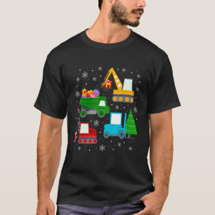 Boys Christmas  Kids Toddler Construction Vehicles T-Shirt