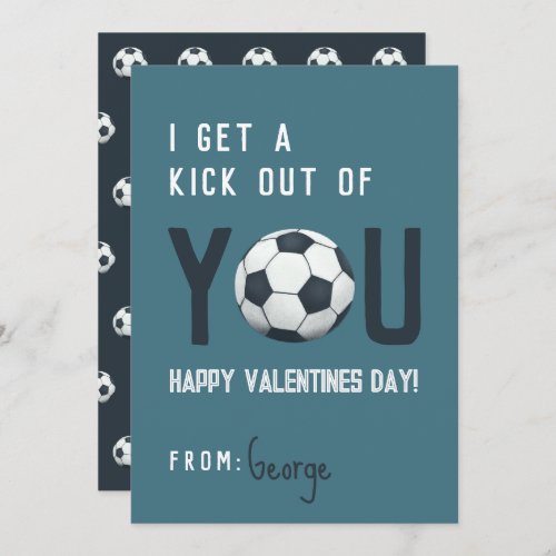 Boys Classroom Soccer Valentines Card 
