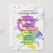 Boys Colorful Paintball 10th Birthday Party Invitation (Back)