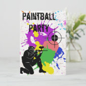 Boys Colorful Paintball 10th Birthday Party Invitation (Standing Front)