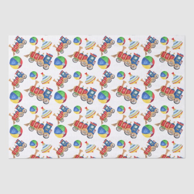 Boy's Colorful Toys Tissue Paper (Front)