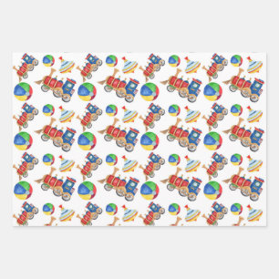 Boy's Colorful Toys Wrapping Paper Sheet