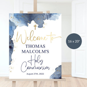 Boy's Communion Welcome Sign Printable First Holy