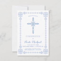 Boys Confirmation Invitation, Classy Invite, Cross Invitation | Zazzle