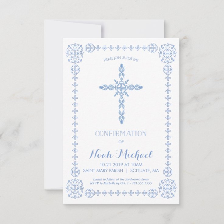 Boys Confirmation Invitation, Classy Invite, Cross Invitation | Zazzle