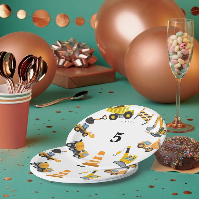 Boys Construction Birthday Party Theme Paper Plates (Multi)