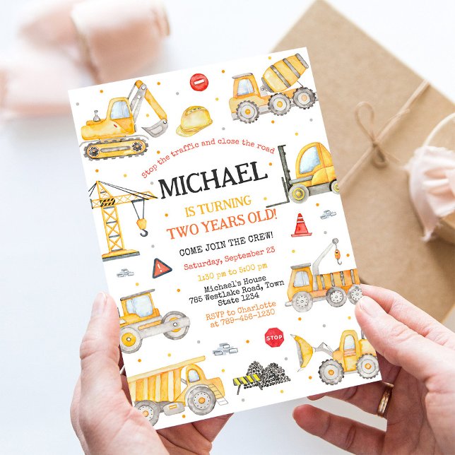 Boys Construction Birthday Zone Party Invitation (Creator Uploaded)