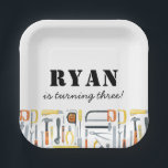 Boy's Construction Builder Birthday  Paper Plates<br><div class="desc">This disposable tableware design features watercolor builder tools and fun typography for your little handyman.</div>