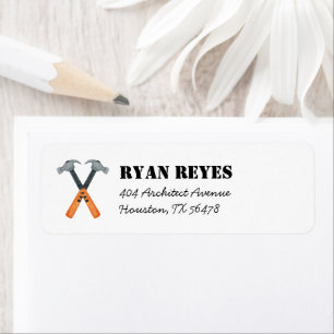 Boys Construction Builder Return Address Label