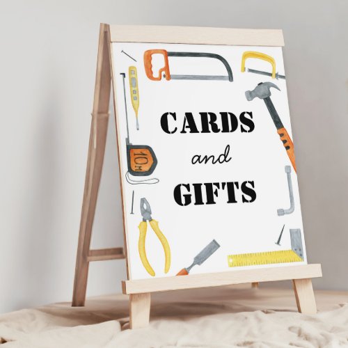 Boys Construction Cards and Gifts Table Sign