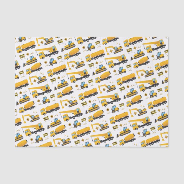 Boys Construction Dump Trucks Party Supplies Tissue Paper (Front)